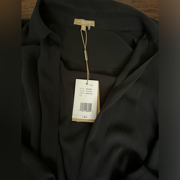 Michael Kors Designer Collection Italian 100%Silk Blouse Top Black SZ Large - Picture 5 of 11